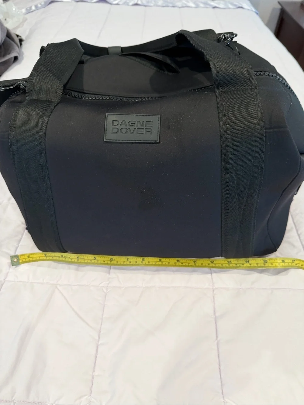 Dagne Dover Black Neoprene Duffel Travel Bag